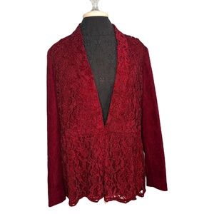 Chico's Burgandy Lace Blazer Jacket